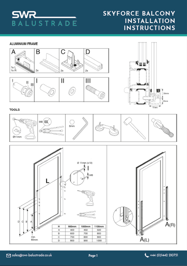 Sky Force Balcony Fitting Instructions