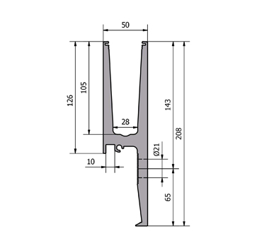 0.74kN Side Fixed Channel Extended Mount Diagram