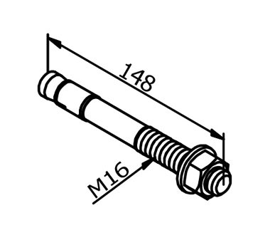 3kN Base Fixed Channel RAWL Anchor Bolt Diagram