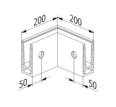 1.5 kN Side Fixed Aluminium Channel - Inner Corner