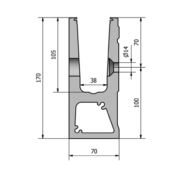 3 kN Side Fixed Aluminium Channel