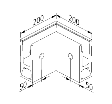 3 kN Side Fixed Aluminium Channel Inside Corner