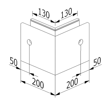 3 kN Side Fixed Aluminium Channel Outside Corner