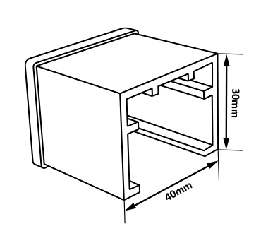 Stainless Steel 40x30 U-Profile Slotted Handrail End Piece Dia