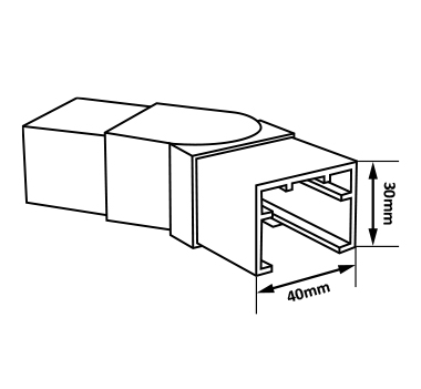 Stainless Steel 40x30 U-Profile Slotted Handrail Horizontal Adjustable Connector Dia