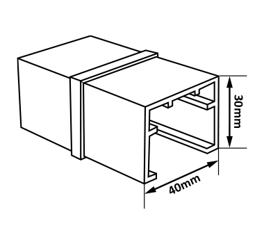 Stainless Steel 40x30 U-Profile Slotted Handrail Straight Connector Dia