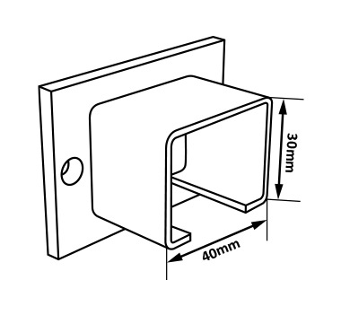 Stainless Steel 40x30 U-Profile Slotted Handrail Wall Connector Dia