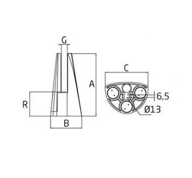 Glass Spigot Angular Bracket Diagram