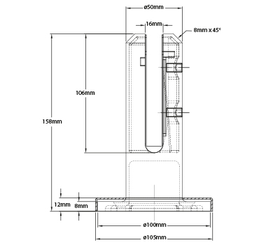 Glass Spigot Bracket Diagram