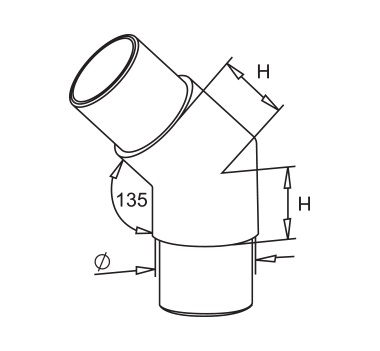 Satin 45 Degrees Elbow Diagram