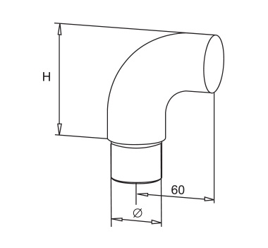 Satin 90 Degrees Curved Elbow M/F Cap