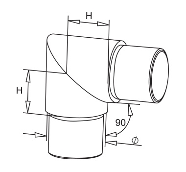 Satin 90 Degrees Sharp Elbow Diagram