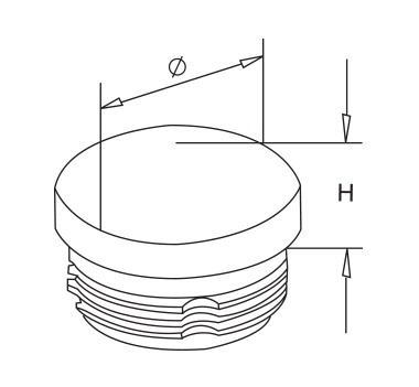 Satin Plastic Round End Cap Diagram