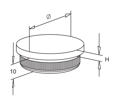 Satin Stainless Steel Flat End Cap Diagram