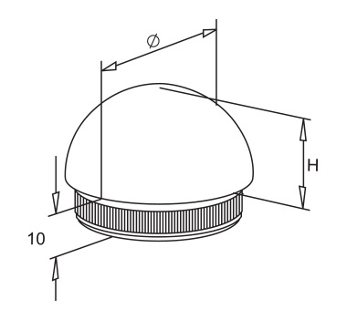 Satin Stainless Steel Round End Cap Diagram