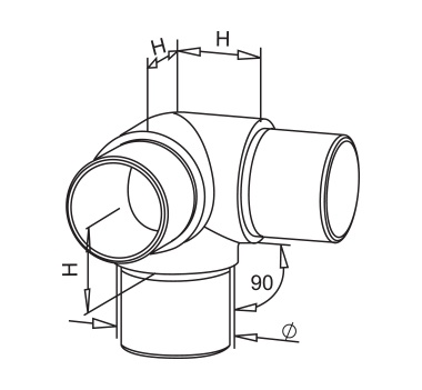 Satin Three Way Elbow Diagram