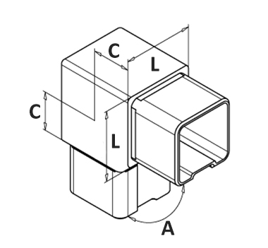 Square 90 Degrees Elbow Satin Diagram