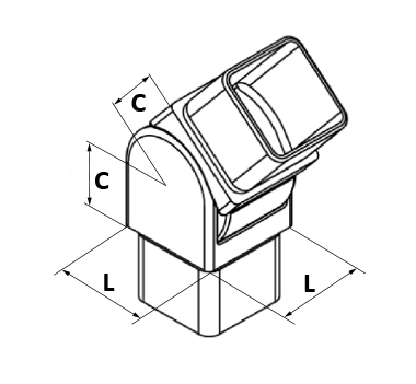 Square Articulated Elbow Satin Diagram