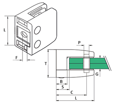 Square Glass Brackets Satin Diagram