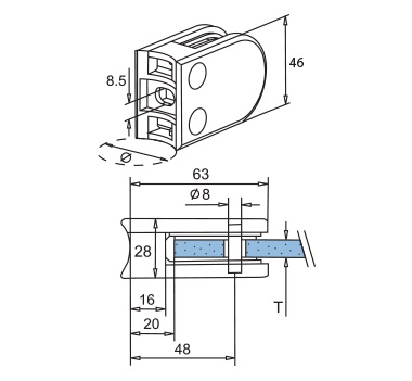 Satin Round Glass Bracket Diagram