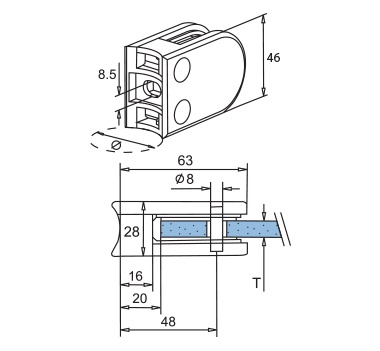 Satin Round Glass Bracket Diagram